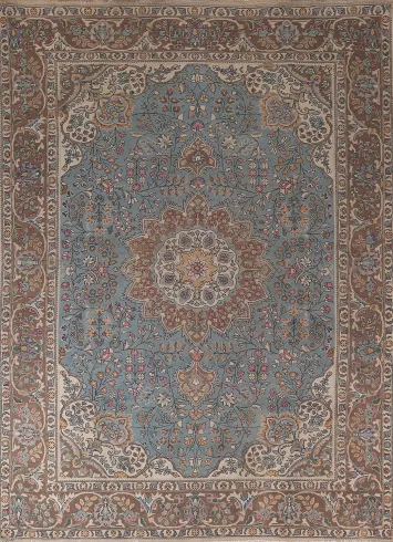 Handmade Blue Tabriz Persian Area Rug 10x12