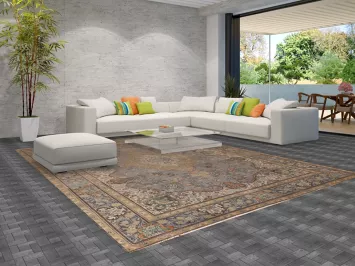 Vintage Wool Gray Tabriz Persian Area Rug 10x13