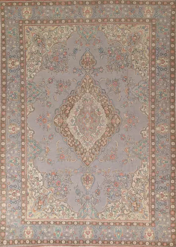 Traditional Gray Tabriz Persian Area Rug 10x13