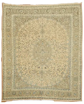 Vintage Traditional Floral Muted Color Mashad Persian Area Rug 10x12