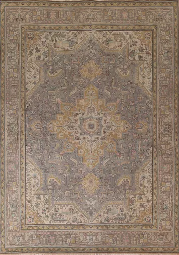 Handmade Gray Wool Tabriz Persian Area Rug 10x13
