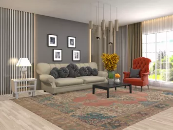 Vintage Wool Tabriz Persian Area Rug 8x12