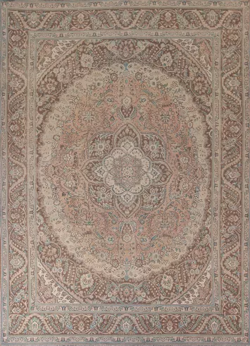 Vintage Wool Floral Tabriz Persian Area Rug 10x13