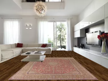 Floral Pink Wool Mashad Persian Area Rug 9x13