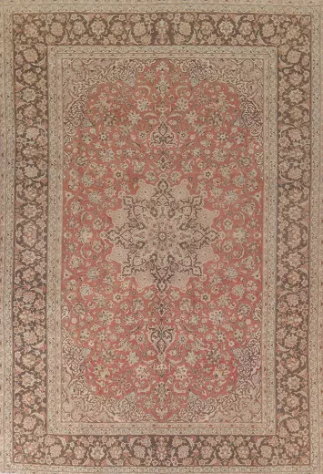 Handmade Floral Mashad Persian Area Rug 9x13