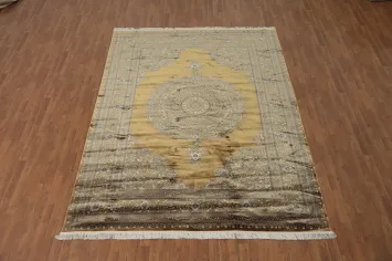 Traditional Silk Qum Turkish Area Rug 8x11