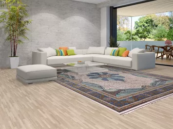 Traditional Floral Ivory Qum Living Room Area Rug 10x13