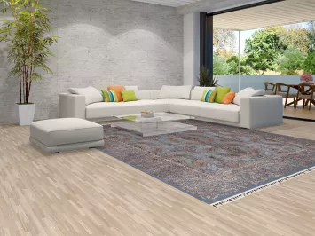 Luxurious Blue Qum Turkish Area Rug 7x10