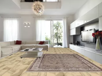 All-Over Floral Silk Qum Living Room Area Rug 7x10