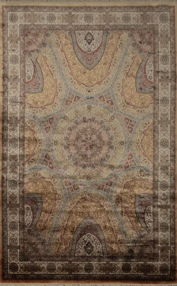 Classic Qum Area Rug 7x10 with Ornamental Pattern and Rich Hues