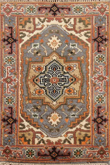 Gray Geometric Heriz-Serapi Indian Accent Rug 2x3