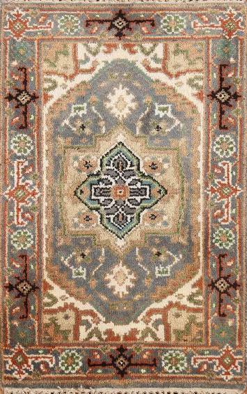 Grey Wool Heriz-Serapi Indian Accent Rug 2x3