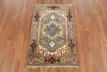 Grey Wool Heriz-Serapi Indian Accent Rug 2x3