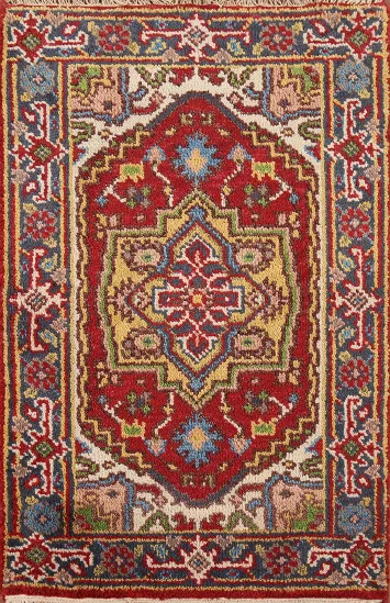 Red Geometric Heriz-Serapi Indian Accent Rug 2x3