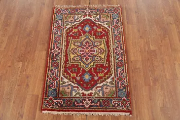 Red Geometric Heriz-Serapi Indian Accent Rug 2x3