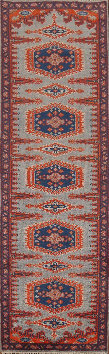 Handmade Gray Viss Indian Runner Rug 3x10