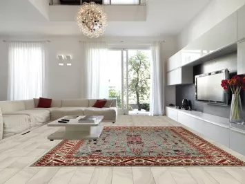 Light Blue & Ivory Oushak Indian Large Rug 12x14