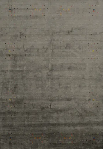 Minimalist Gray Gabbeh Area Rug 8x10 with Artistic Patterns