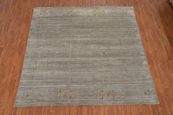 Handmade Wool Striped Gabbeh Square Area Rug 10x10