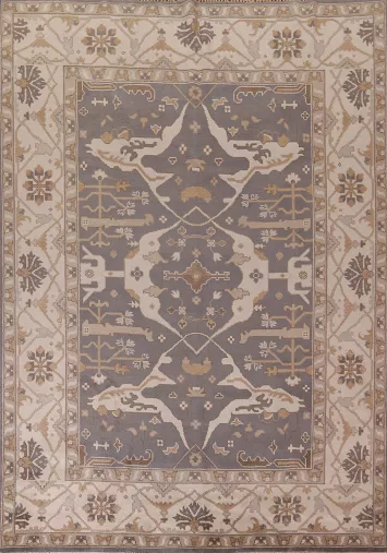 Handmade Gray Wool Oushak Indian Area Rug 9x12