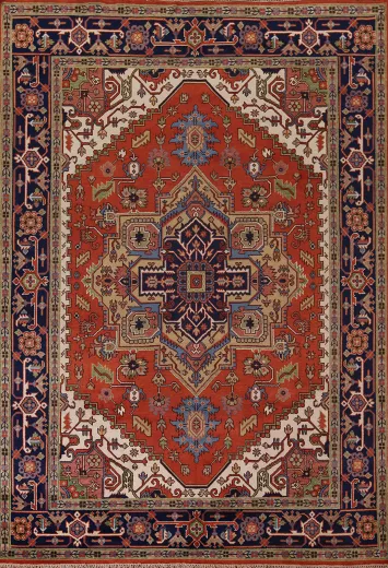Orange Wool Heriz Serapi Indian Area Rug 9x12