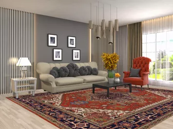 Orange Wool Heriz Serapi Indian Area Rug 9x12