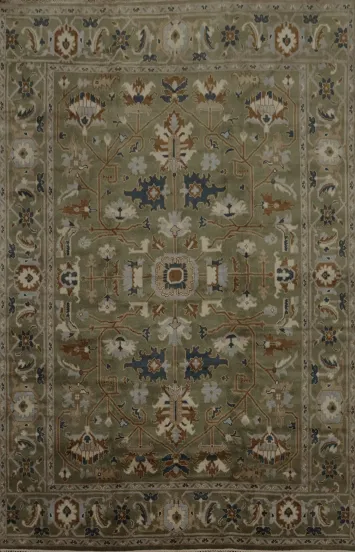 Ornately Green Oushak Area Rug 9x12 for Classy Spaces