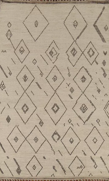 Geometric Ivory Moroccan Modern Area Rug 6x10