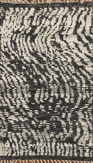 All-Over Black & White Moroccan Abstract Rug 3x5