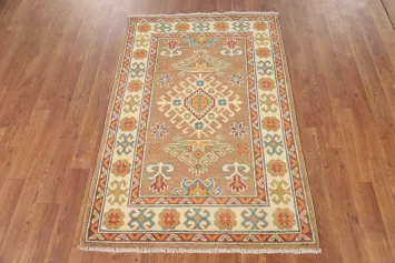 Light Brown Kazak Handmade Wool Accent Rug 3x4