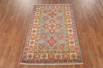 Gray Wool Kazak Handmade Accent Rug 3x4