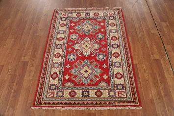 Red Kazak Handmade Wool Accent Rug 3x4