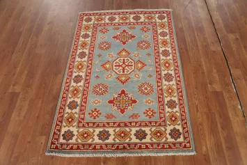 Light Blue Kazak Handmade Wool Accent Rug 3x4
