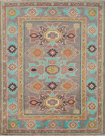 Gray Kazak Handmade Wool Accent Rug 3x4