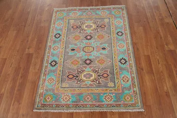 Gray Kazak Handmade Wool Accent Rug 3x4