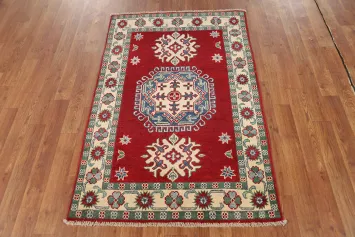 Red Kazak Handmade Wool Accent Rug 3x4