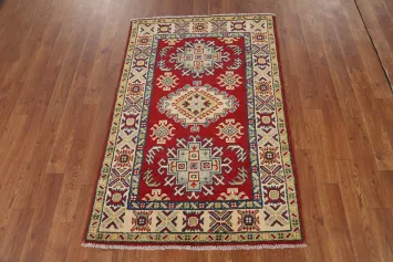 Red Kazak Handmade Wool Accent Rug 3x4