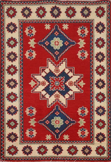 Red Kazak Handmade Wool Accent Rug 3x4