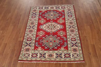 Red Kazak Handmade Wool Accent Rug 3x4
