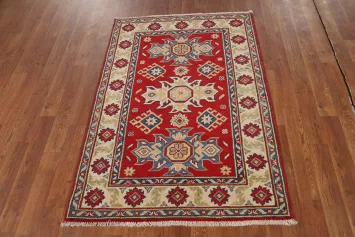 Red Kazak Handmade Wool Accent Rug 3x4