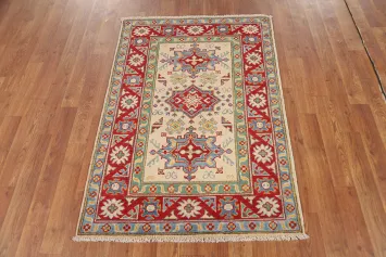 Geometric Kazak Handmade Wool Accent Rug 3x4