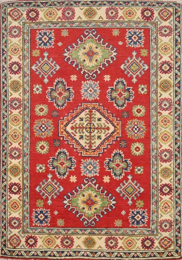 Red Kazak Handmade Wool Accent Rug 3x4