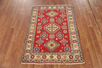 Red Kazak Handmade Wool Accent Rug 3x4