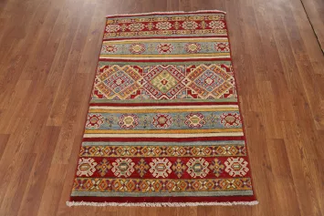 Geometric Kazak Handmade Wool Accent Rug 3x4