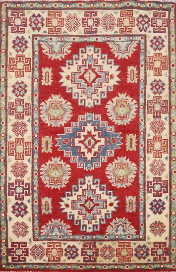 Red Kazak Handmade Wool Accent Rug 3x4