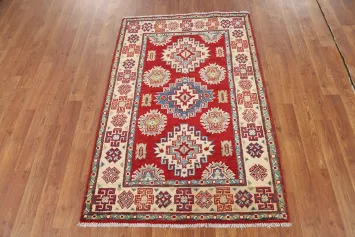 Red Kazak Handmade Wool Accent Rug 3x4