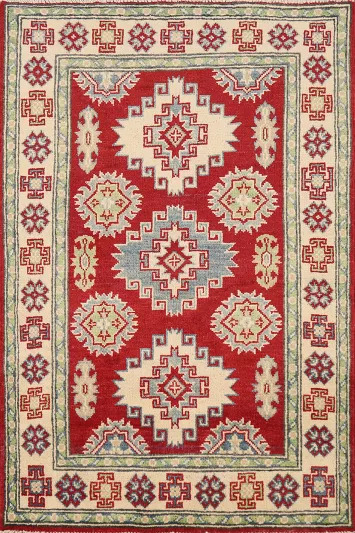Red Kazak Handmade Wool Accent Rug 3x4