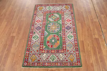 Green Kazak Handmade Wool Accent Rug 3x4