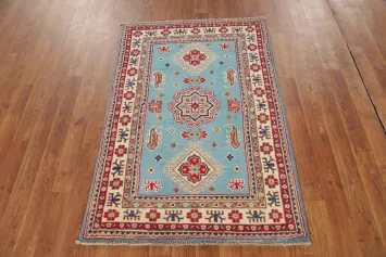 Light Blue Kazak Handmade Wool Accent Rug 3x4
