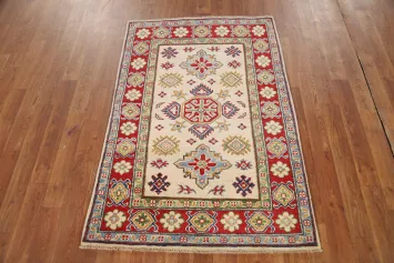 Geometric Kazak Handmade Wool Accent Rug 3x4